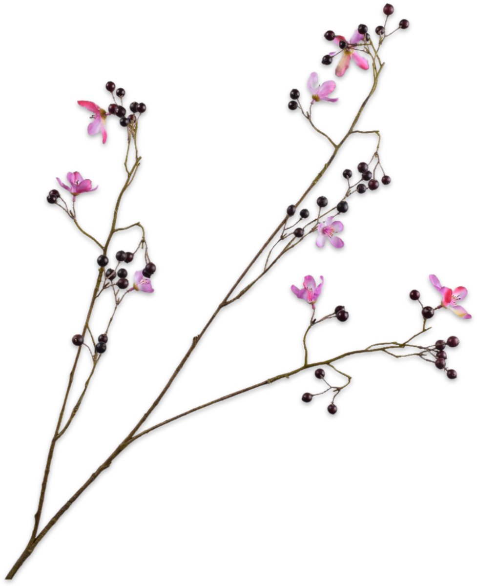 Silk-ka Kunstbloem-Kunsttak Bessentak Paars-Roze 92 cm