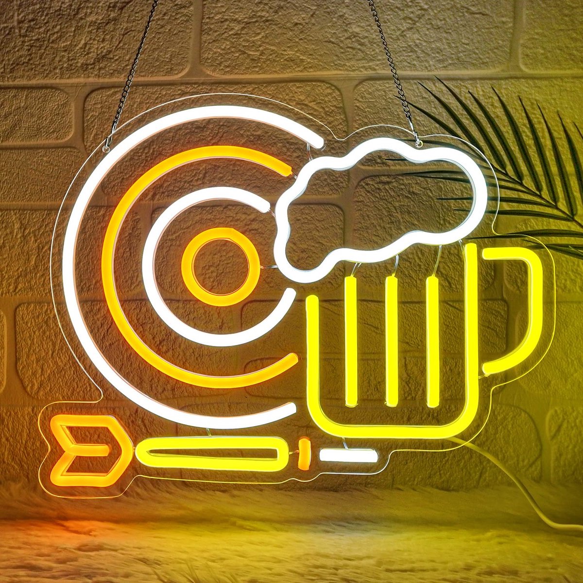 Neonreclame Dartsbar - Felgeel - LED - Energiezuinig - Kunststof - Dimbaar