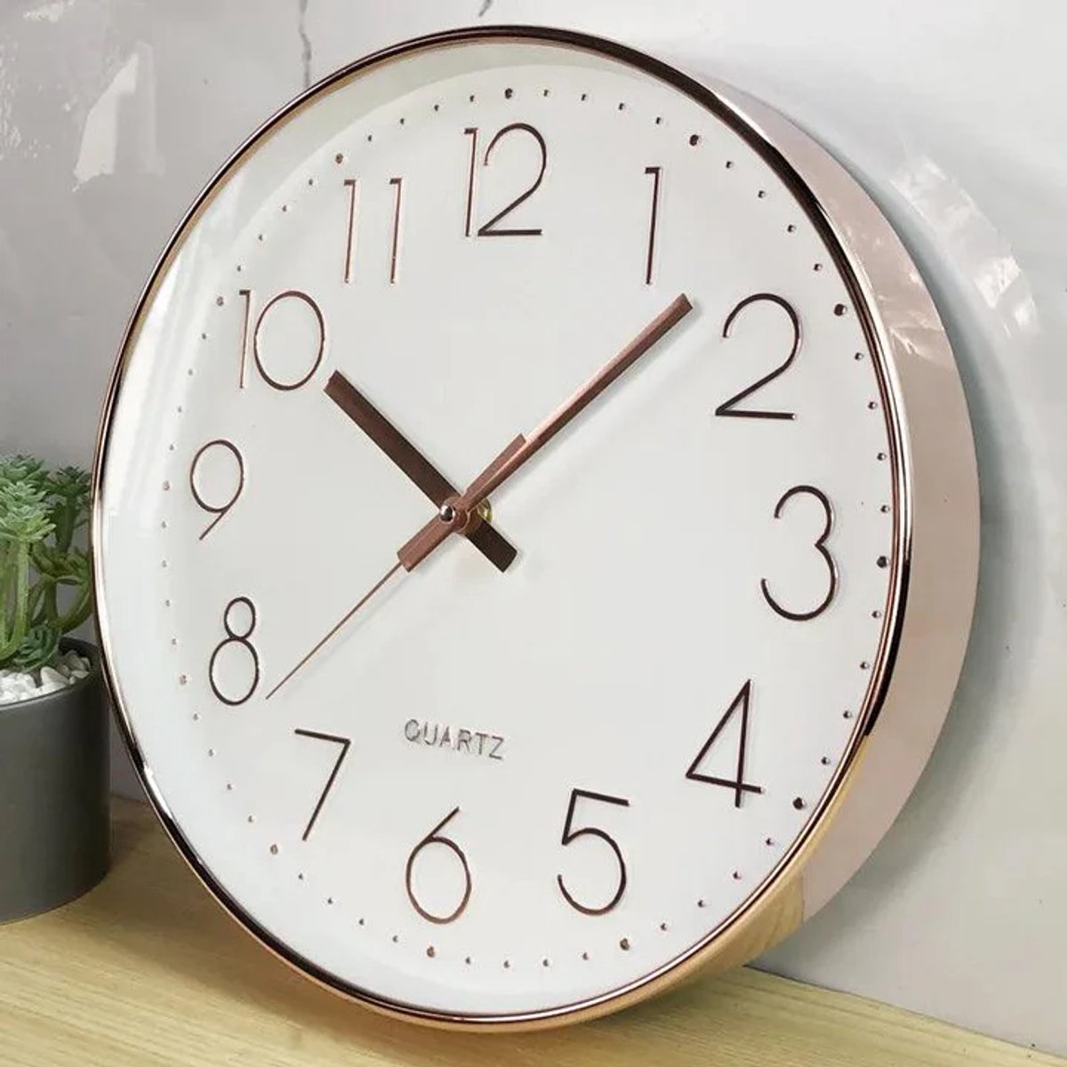 Casa Chic elegance wandklok - Klok - Rose goud - 30 cm - Quartz - Stille klok