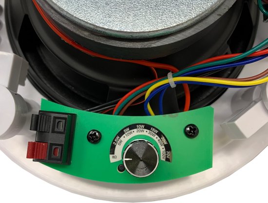 TIC C802 Inbouwluidsprekers met 8ohm/70v schakelaar 6.5" - 80W - Wit (Set) — afbeelding 3