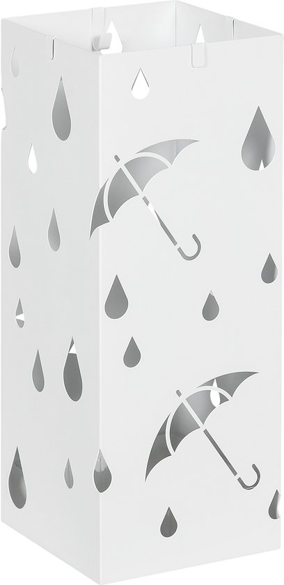 HOMCOM - Parasolhouder - 4 haken - uitneembare druipschaal - Wit