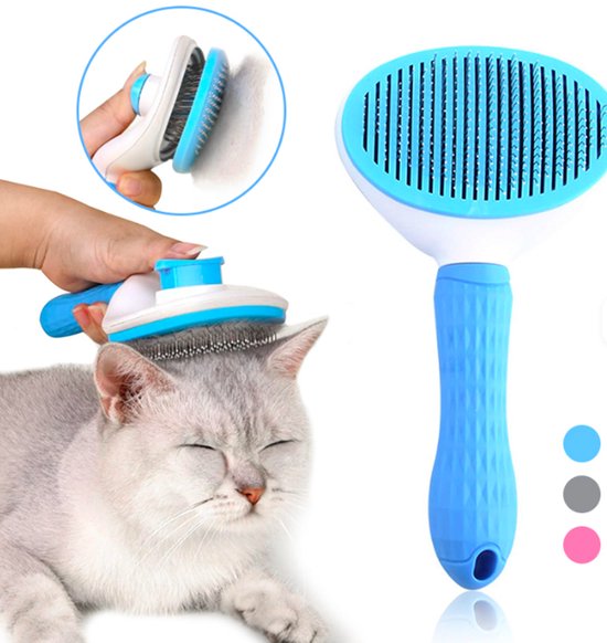 Kattenborstel/Hondenborstel - BLAUW Borstel voor langharig/kortharig -Hondenhaar en Kattenhaar Verwijderaar - blauw - Pet Dog Brush Cat Comb Pet Cleaning Pet Hair Remover Brush For Dogs Cats Grooming Tools