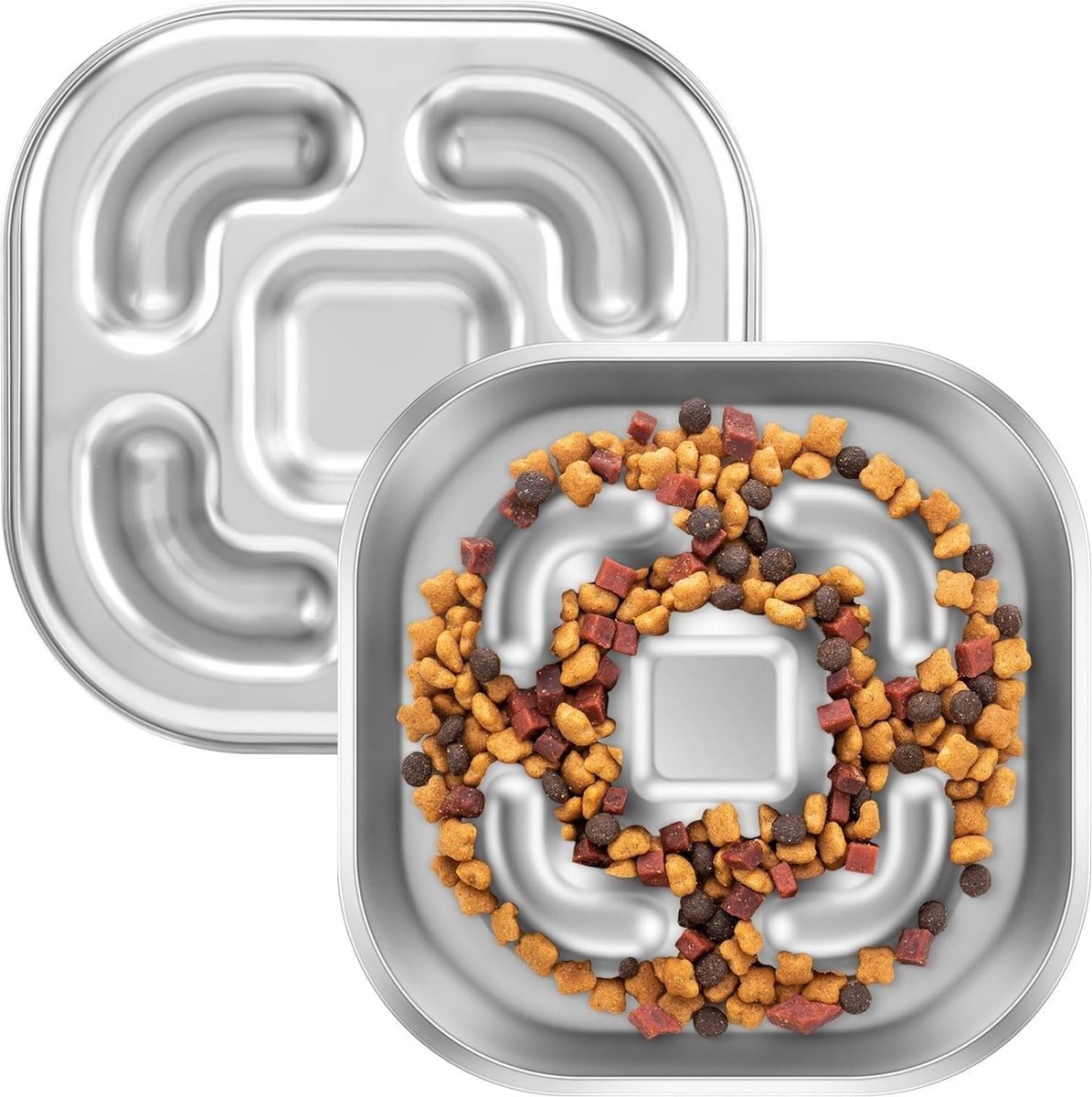 WNHB® Anti schrokbak hond - slow feeder voerbak - roestvrij staal - antislip voerbak voor middelgrote en grote honden