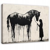 WALLARENA - Canvas schilderij - 100x70 cm - abstracte kunst van Banksy voor slaapkamer en woonkamer