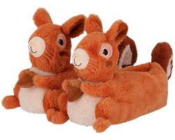 Morethansocks eekhoorn sloffen voor dames - oranje/bruin