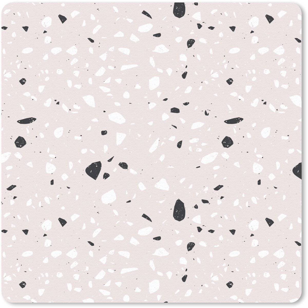 Muismat 30x30 cm - Mousepad Terrazzo - Patroon - Zacht - Zwart - Wit - Muismatten
