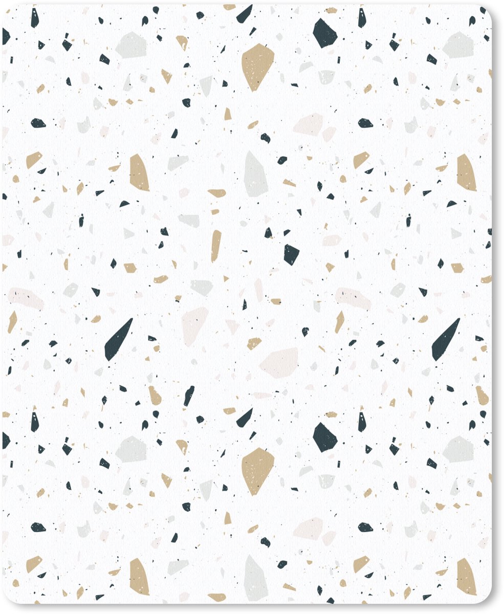 Muismat 19x23 cm - Mousepad Terrazzo - Patroon - Wit - Neutraal - Muismatten