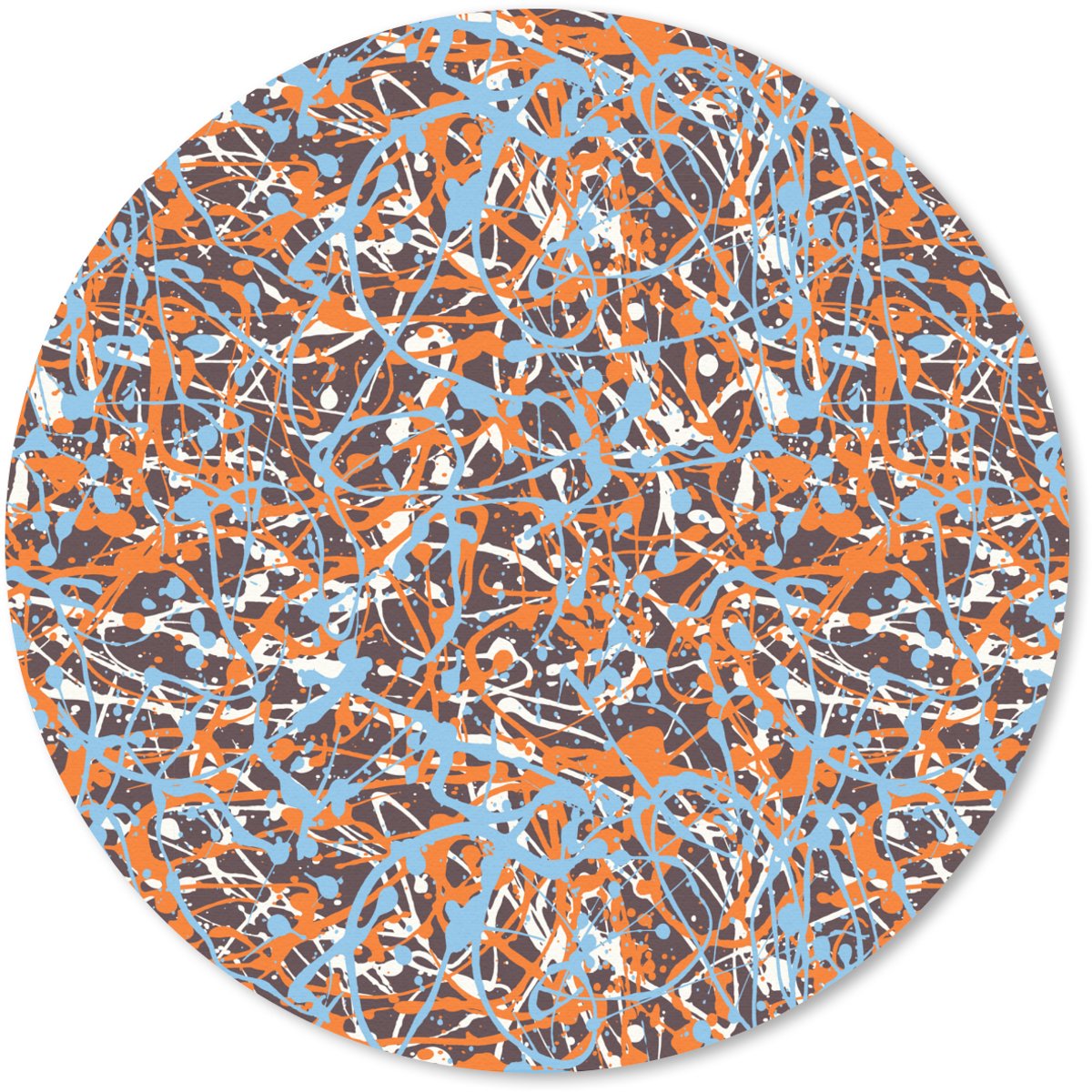 Muismat rond 50x50 cm - Mousepad Blauw - Waterverf - Chaos - Ronde muismatten