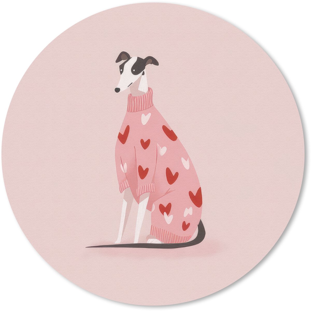 Muismat rond 20x20 cm - Mousepad Hond - Hartjes - Roze - Ronde muismatten