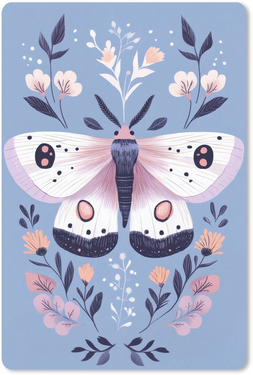 Muismat 18x27 cm - Mousepad Vlinder - Vleugels - Stippen - Bloemen - Muismatten