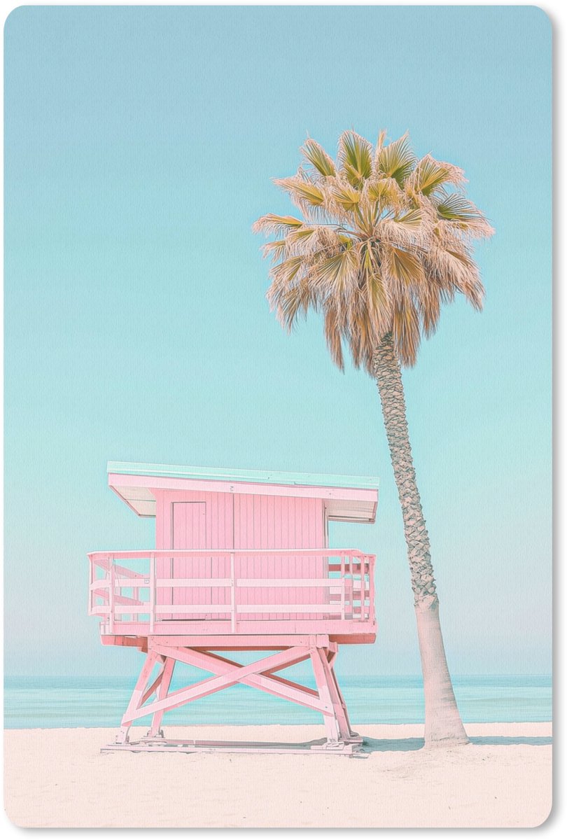 Muismat 18x27 cm - Mousepad Palmboom - Strandhuis - Roze - Muismatten