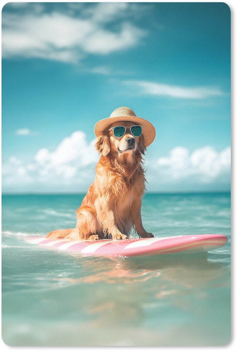 Muismat 18x27 cm - Mousepad Zeewater - Hond - Golden retriever - Zonnebril - Muismatten