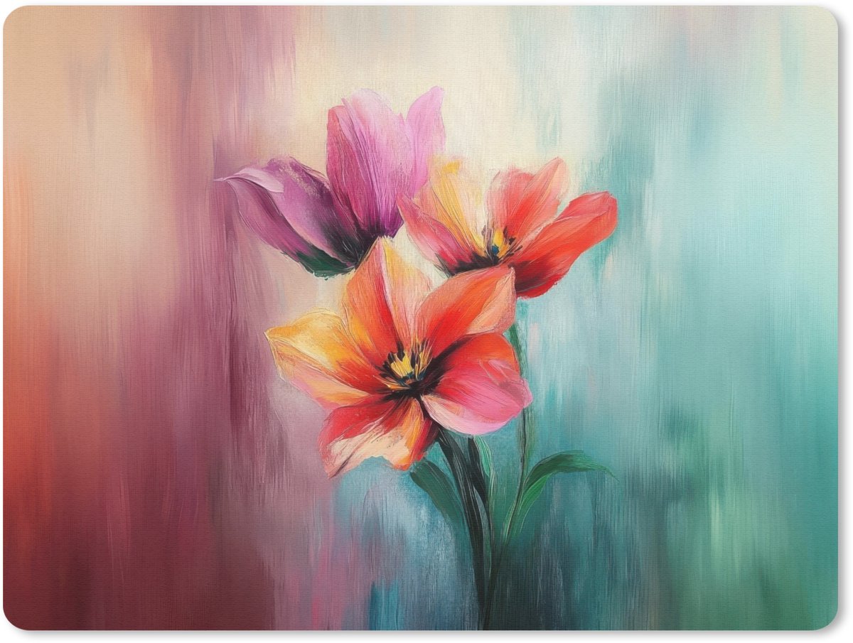 Muismat 23x19 cm - Mousepad Tulpen - Lichtreflecties - Kleurverloop - Muismatten