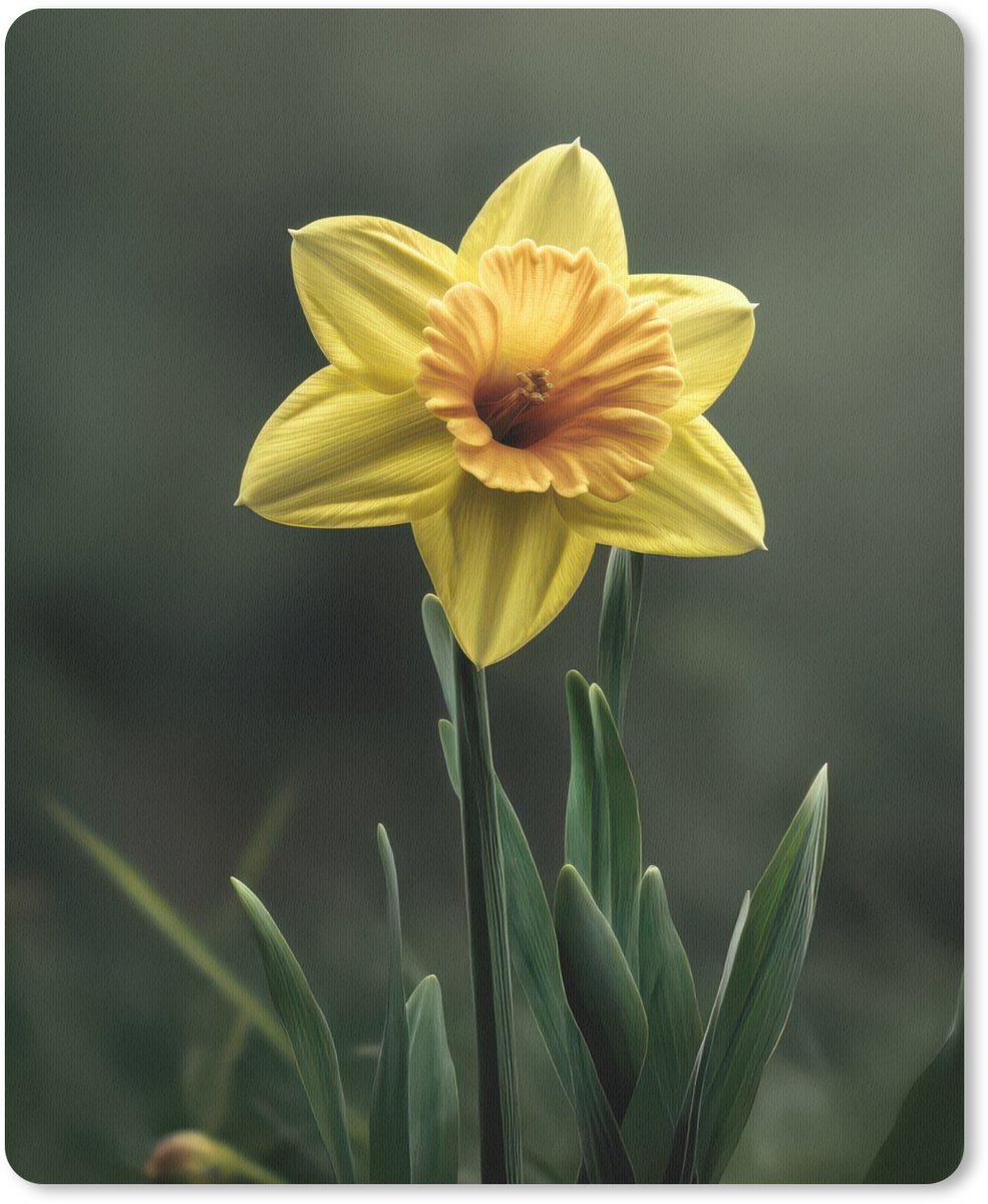 Muismat 19x23 cm - Mousepad Bloem - Narcis - Gras - Geel - Muismatten