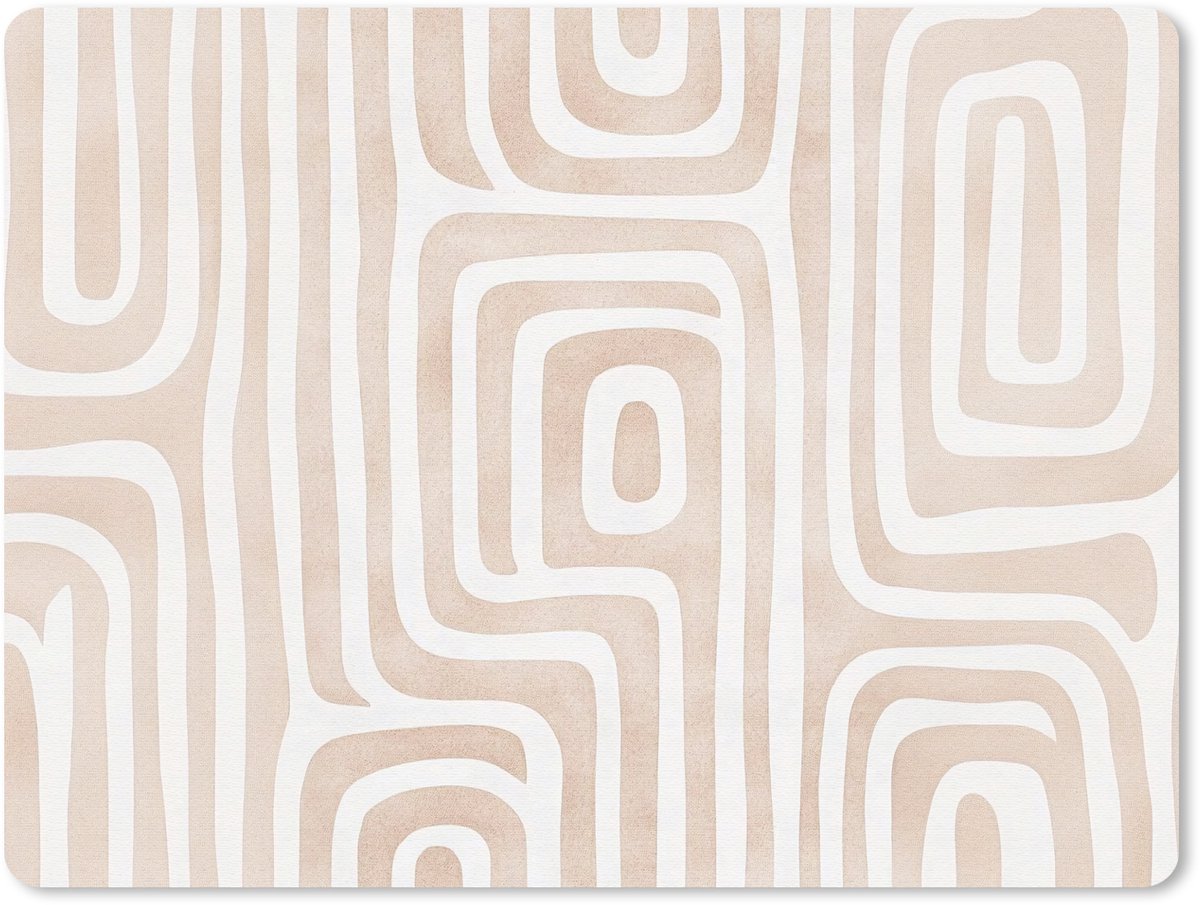 Muismat 23x19 cm - Mousepad Decoratief - Labyrint - Beige - Muismatten