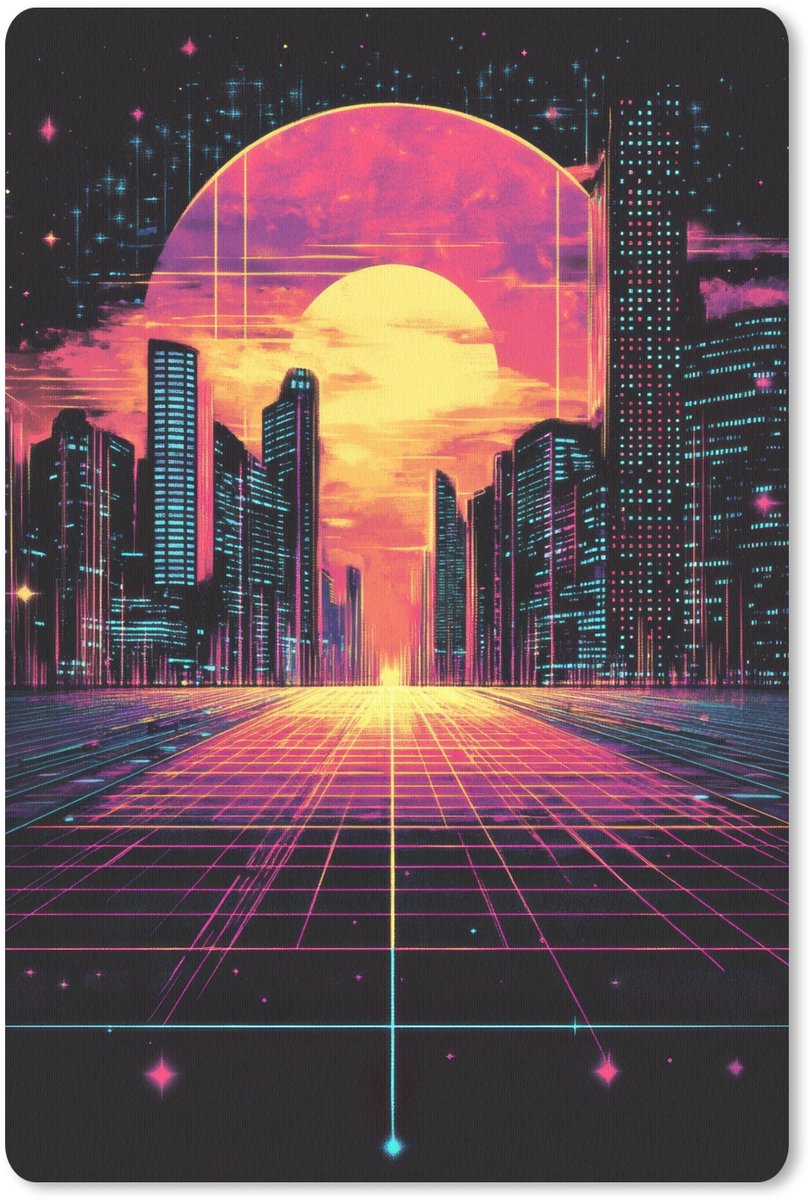 Muismat 18x27 cm - Mousepad Stad - Gebouwen - Zon - Geel - Muismatten