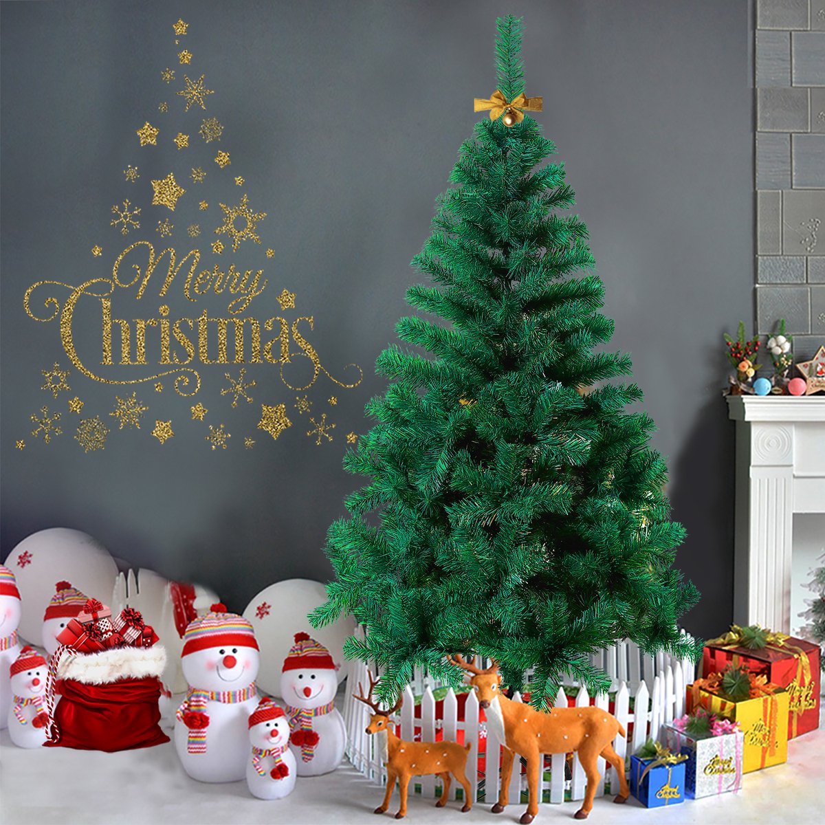 Kerstboom Kunstboom 210cm Kunstkerstboom Decoratie, PVC Kerstboom Kerstdecoratie, Dennenboom Inclusief Metalen Standaard – foto 7