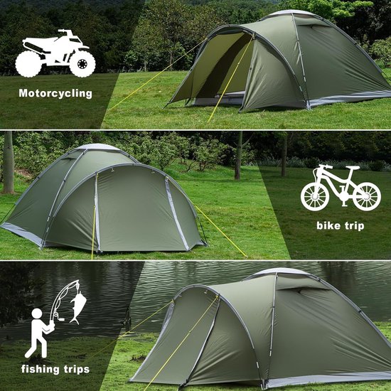 Tilenvi Campingtent voor 3 personen, pop-up tent met muggennet, familie koepeltent, waterdicht, winddicht, werptent, tunneltent, Quick Up tent, familietent voor camping 2024 upgrade