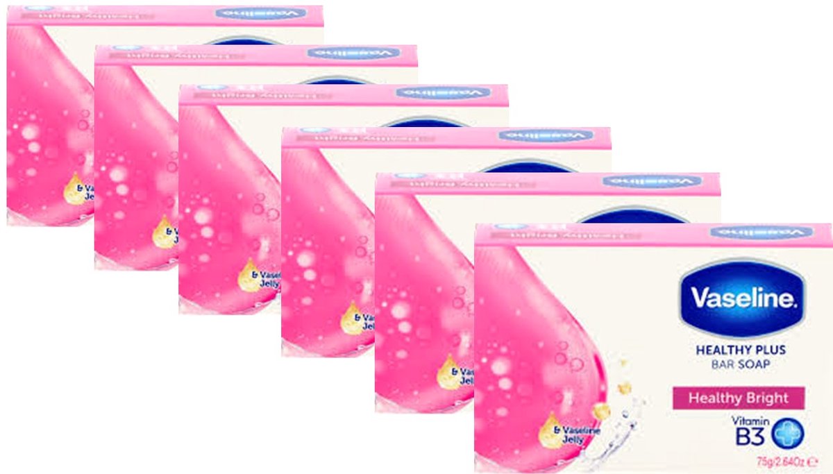 Vaseline Zeep – Healthy Bright - Voordeelverpakking 6 x 75 ml