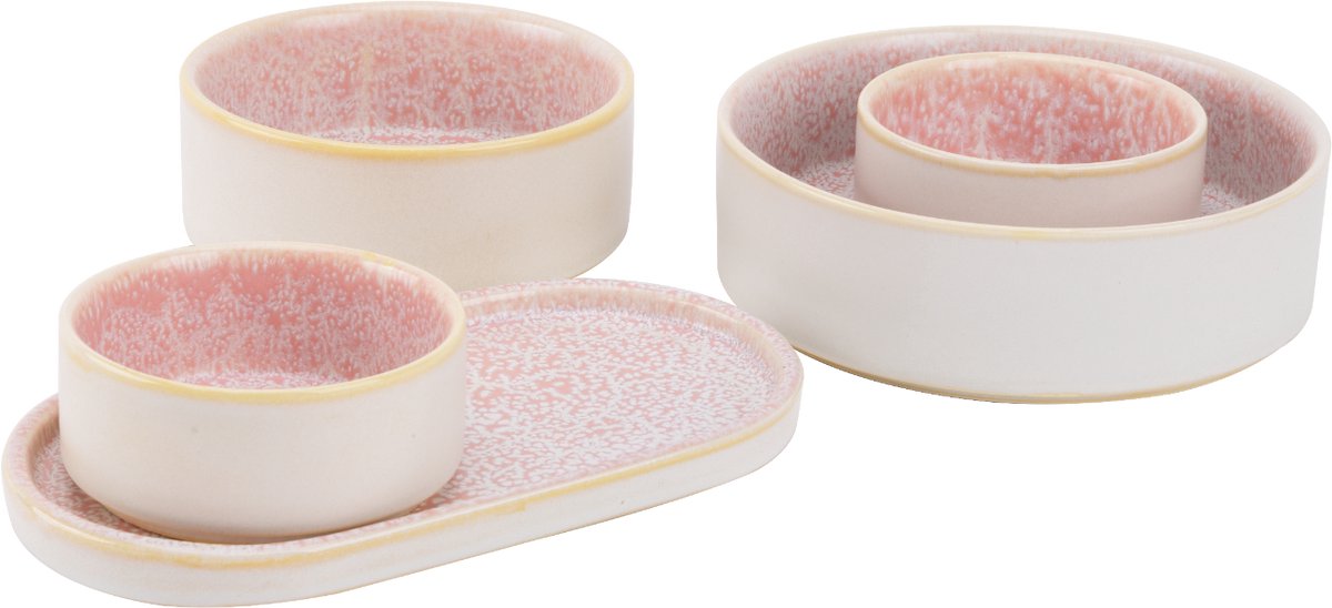 Palmer - Coco - Snackschaal set - 5 delig - Roze - Porselein - Tapasschaal