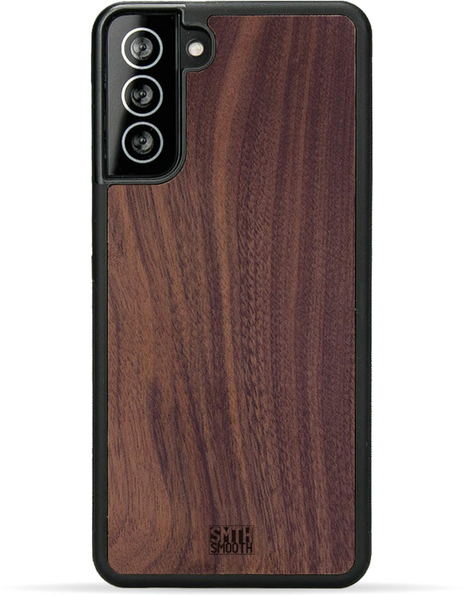 SMOOTH houten Samsung Galaxy S25 Plus hoesje - WALNOOT - stijlvol en beschermend - gemaakt van echt hout en TPU - ecologisch en duurzaam