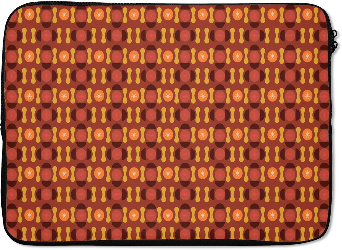 Laptophoes 13 inch - Retro - Disco - Hippie - Laptop sleeve - Binnenmaat 32x22,5 cm - Zwarte achterkant