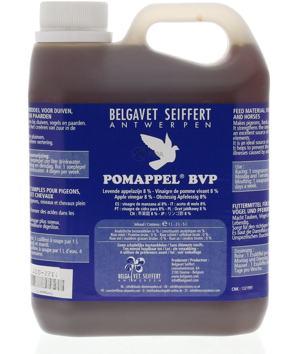 Belgavet Pomappel BVP 2L - op basis van appelazijn voor postduiven