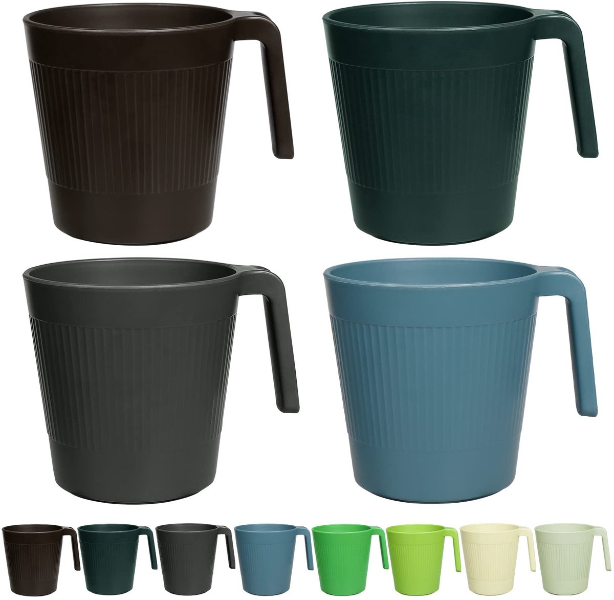 Drinkbekerset met Oor - Herbruikbaar Plastic, Melaminevrij, Vaatwasser- & Magnetronbestendig - Voor Camper, Feest, Picknick & Camping - 8 Stuks, 500 ml