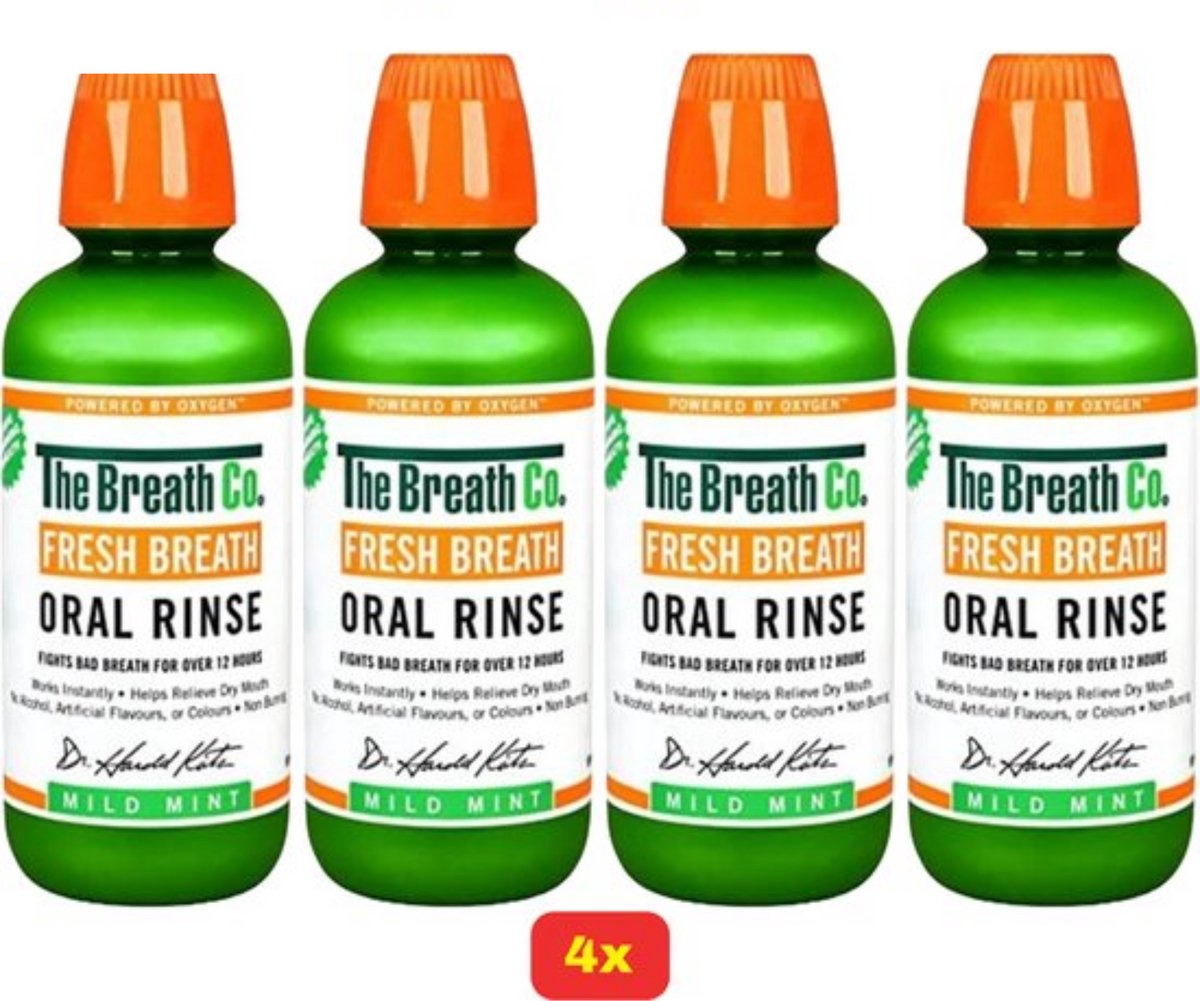 The Breath Co Mondwater - MILD MINT - 4 x 500ML voordeelverpakking