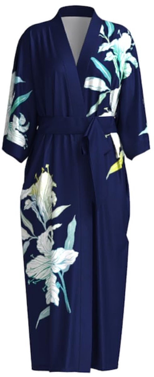 Dames Morgenmantel Kimono - Lang Satijn - Met Bloemenpatroon