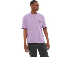 Trendyol Zwart Oversized/Wijd Gesneden Ronde Hals Bedrukt 100% Katoenen T-Shirt Tmnss20Ts1099