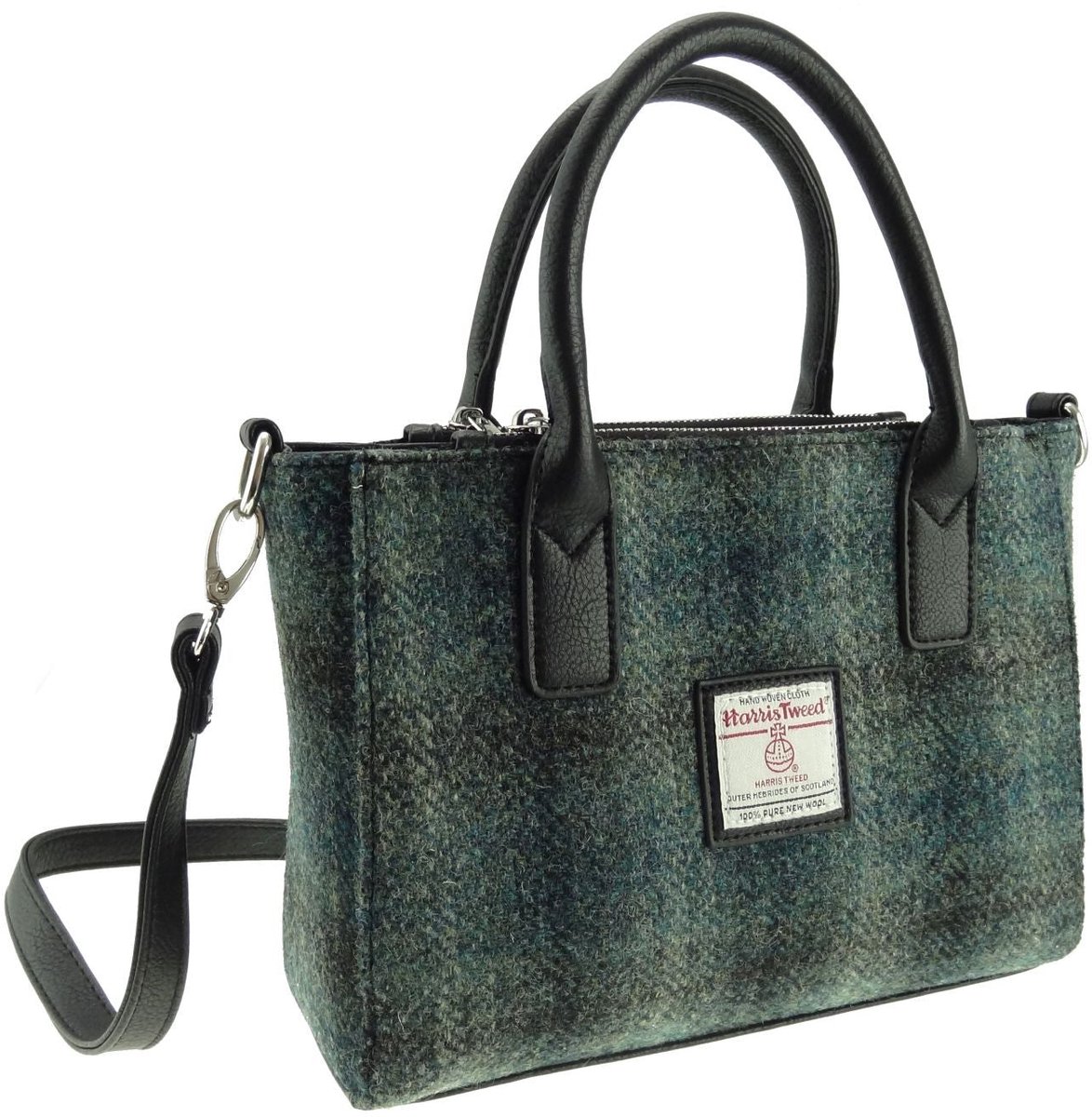 Handtas Brora Mosgroen - Ritssluiting - Draagband - Harris Tweed - Glen Appin of Scotland