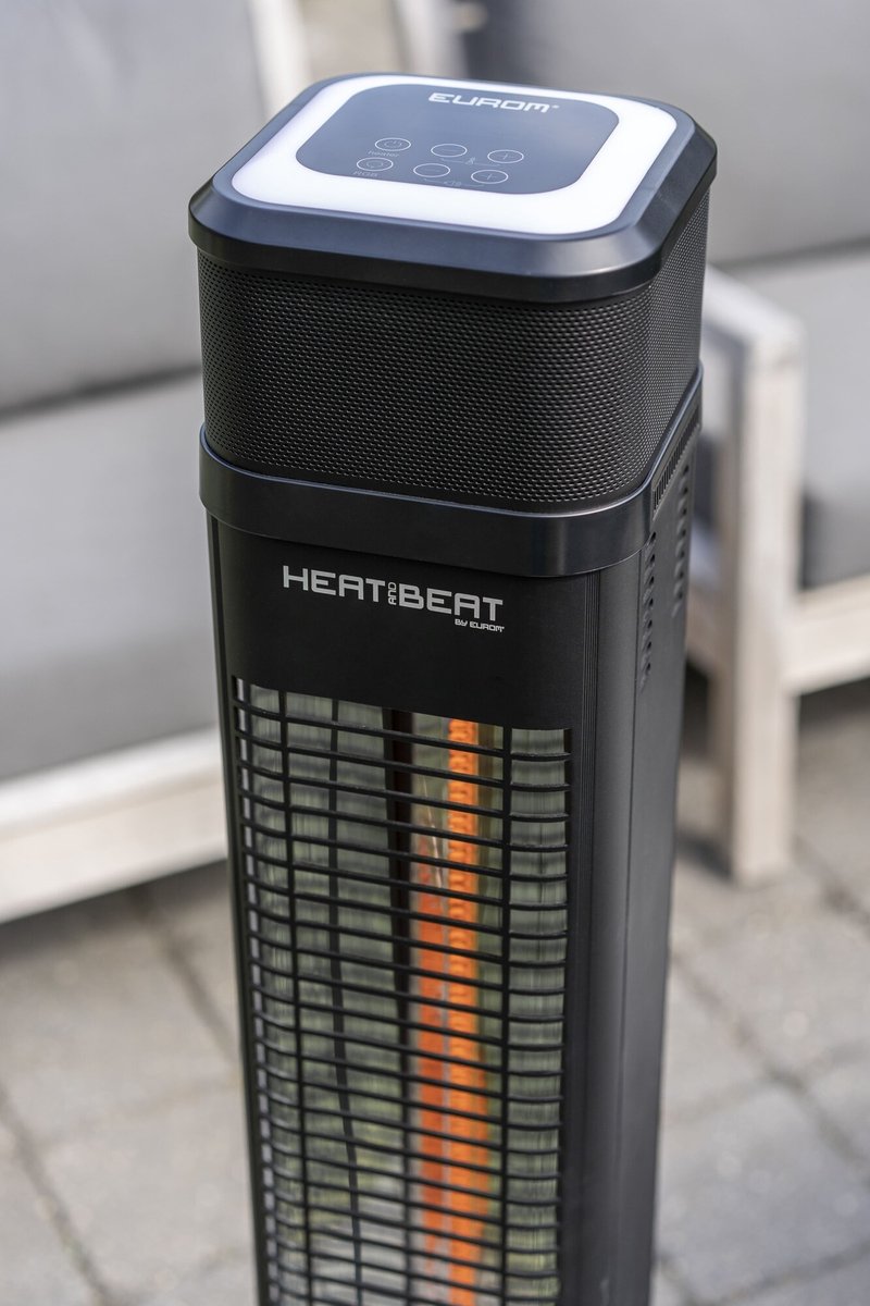 Eurom Heat and Beat Tower - Freestanding patio heater with speaker