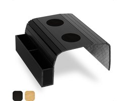Tuko Armleuning Dienblad - Zwart - Duurzaam bamboe - Opbergvak - Flexibel - Anti slip - Beschermende coating - Organizer - Bank - Zetel - Sofa - Banktafel