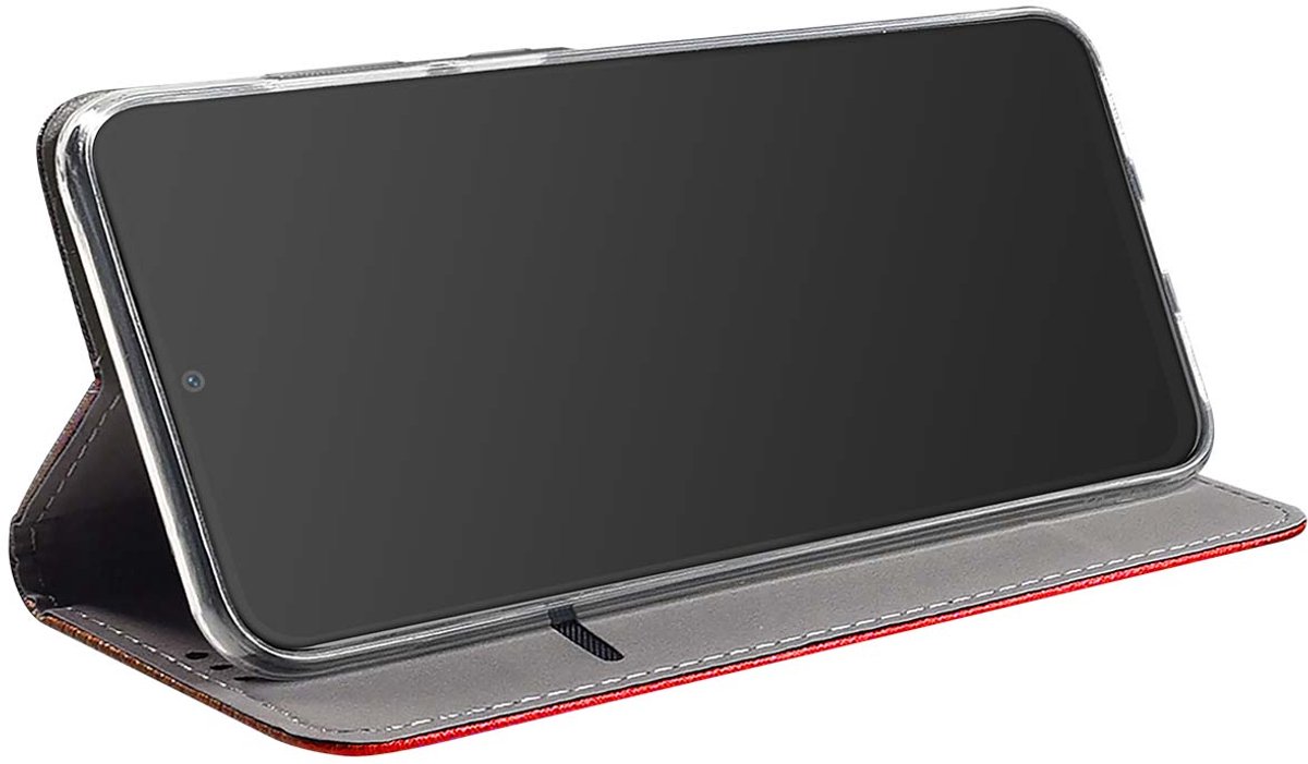 Jaym, Folio hoesje Geschikt voor Samsung Galaxy S22 magnetische standaardfunctie, Rood