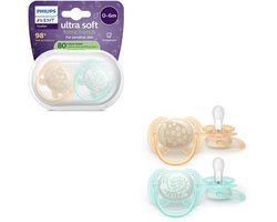 Philips Avent Ultra Soft – Superzachte siliconen fopspeen (0-6 mnd) – Voor gevoelige huid – 2 stuks - SCF091/41