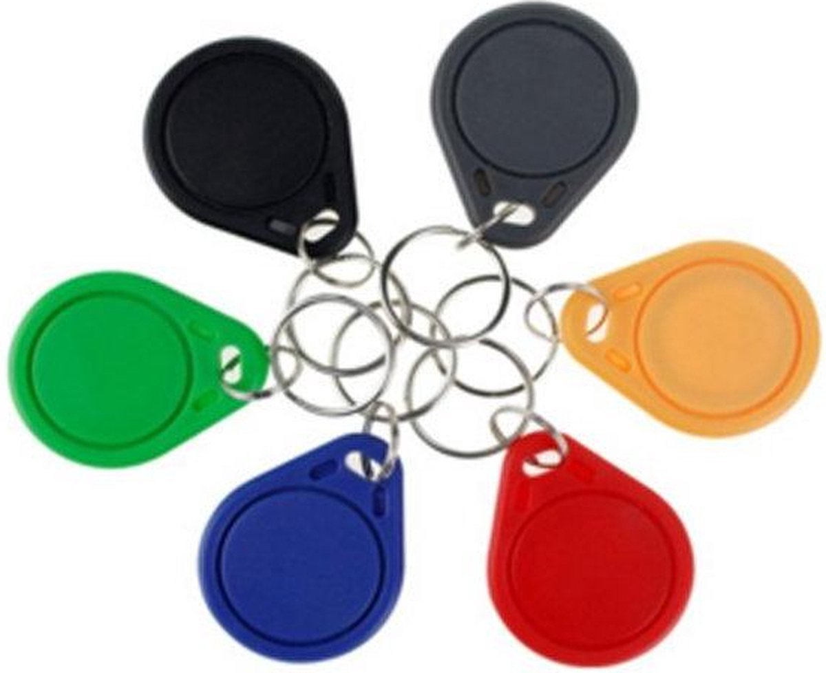TeleBeni 24 X Waterdichte ABS NFC 13.56MH IS014443A Klassieke NFC RFID-Token -tag met sleutelring, divers gekleurd Zeer geschikt voor toegangscontrole systemen, elektrische deuren, kluizen, Alarmsystemen, WiFi gebruikers naam en wachtwoord, En meer