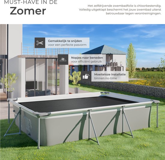 Rechthoekige Zwembadafdekking – 400x215 Cm, Met Trekkoorden En Klittenband, Stofdicht En UV-bestendig