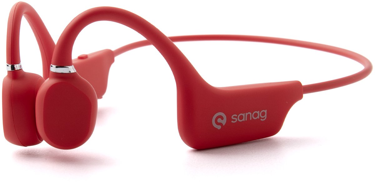 Sanag Bone Conduction Headphone-Draadloze Sport Headphone – Bluetooth Sport Hoofdtelefoon – Open Ear Draadloze Koptelefoon – Waterdicht, Lichtgewicht & Met Microfoon – Voor Hardlopen en Fietsen – Rood– Sanag-A5X