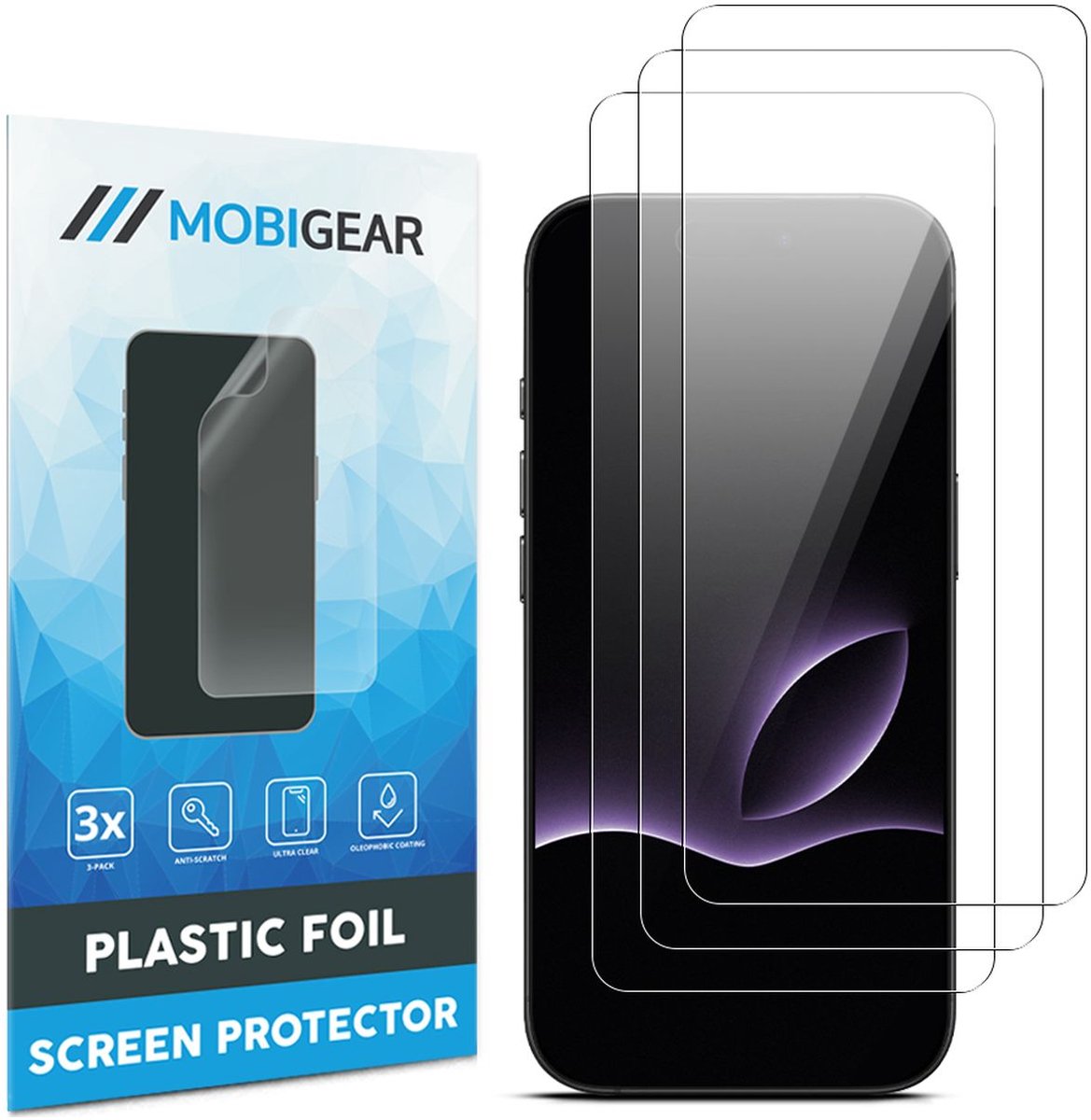 Mobigear Screenprotector geschikt voor Apple iPhone 17 | Mobigear Screenprotector Folie - Case Friendly (3-Pack)