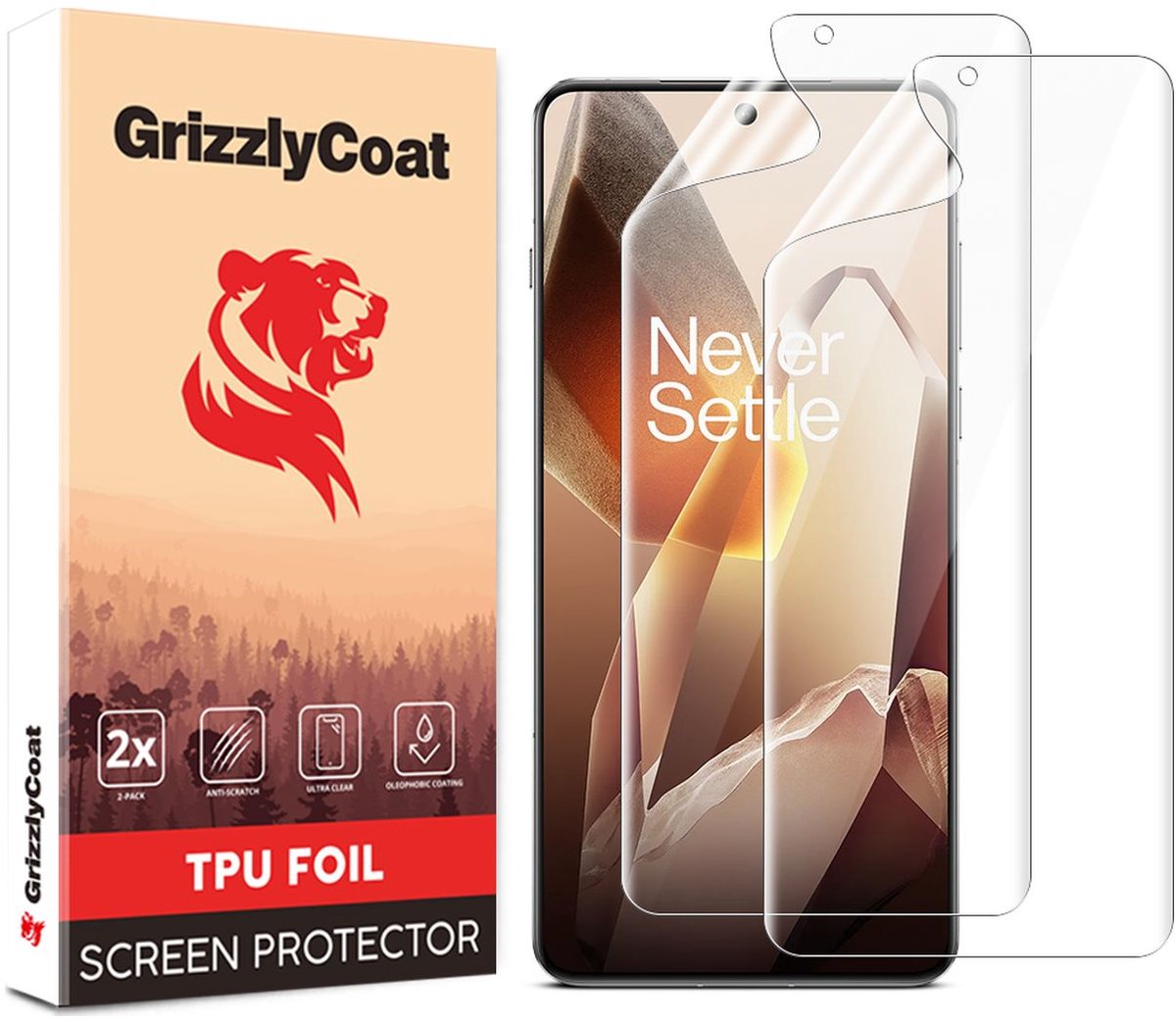GrizzlyCoat Screenprotector geschikt voor OnePlus 13 | GrizzlyCoat Screenprotector Folie - Case Friendly (2-Pack)