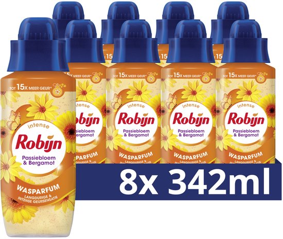 Robijn Intense Wasparfum - Passiebloem & Bergamot - geeft je kleding een langdurige, intense geur - 8 x 342 ml