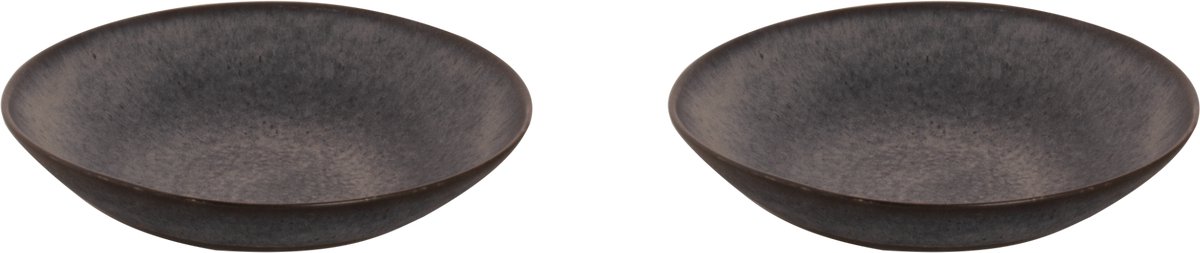 Palmer - Houston - Bord diep - Pastabord - 2 stuks - ø 22 cm - Zwart/Grijs - Stoneware - Bordenset
