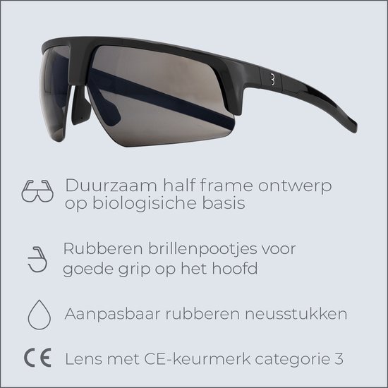 BBB Cycling Comet Lunettes de cyclisme pour homme et femme – Lunettes de sport durables – Lunettes de cyclisme adaptées pour la course, le VTT et le gravel – Zwart brillant fumé – BSG- 75