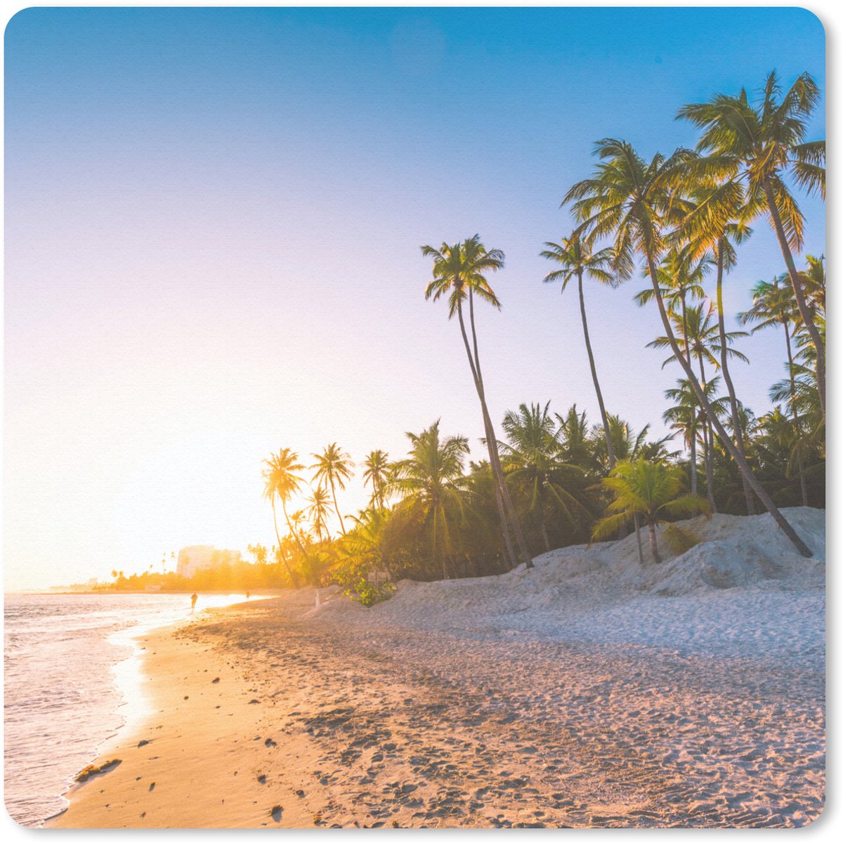 Muismat 20x20 cm - Mousepad Strand - Palmboom - Zand - Muismatten