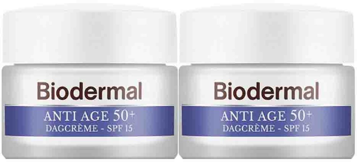 Biodermal Dagcreme Anti-Age 50+ - 2 x 50 ml - Voordeelverpakking