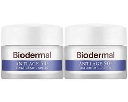 Biodermal Dagcreme Anti-Age 50+ - 2 x 50 ml - Voordeelverpakking