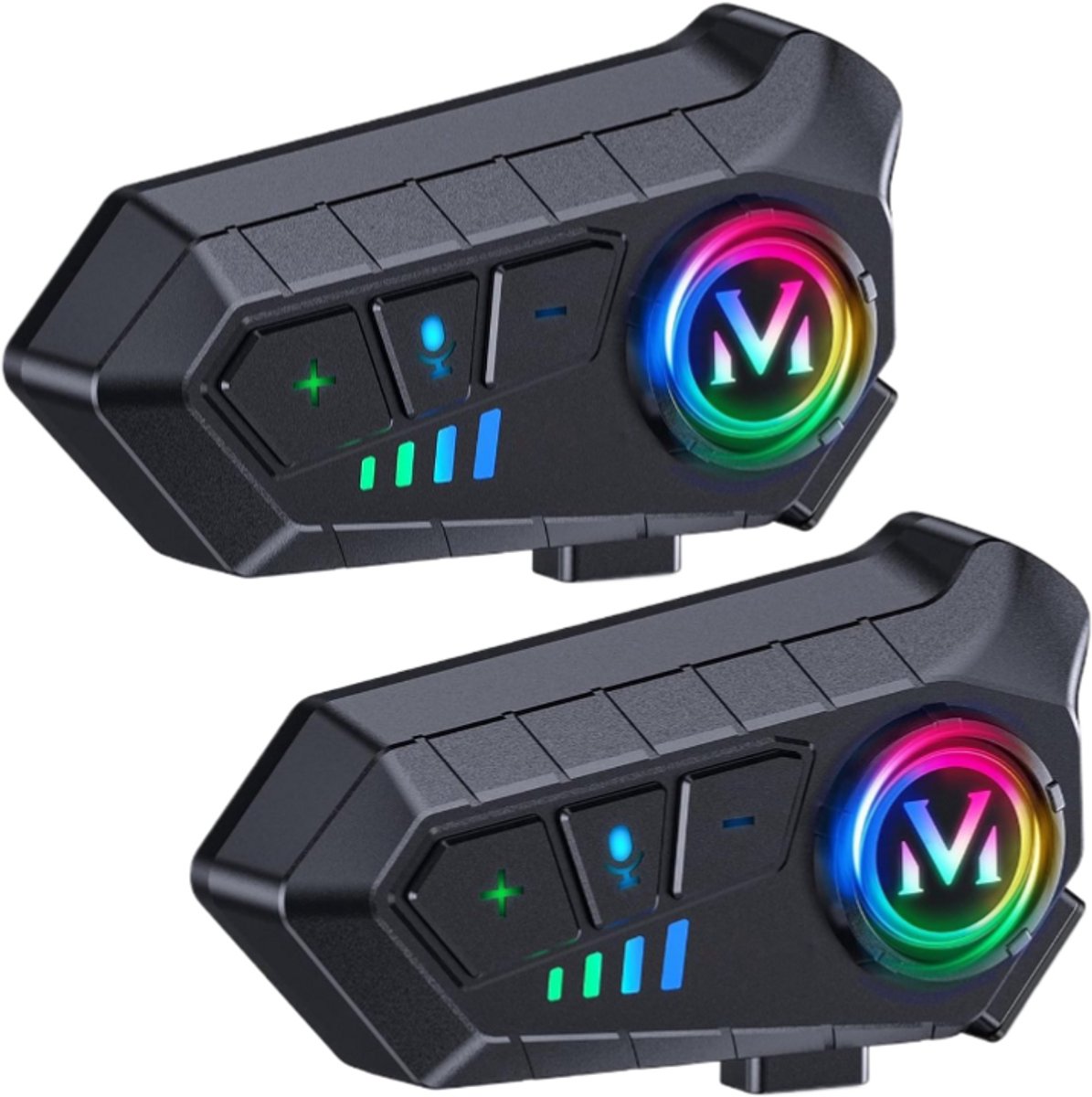 Motorhelm Headset - Intercom - Bluetooth - Oplaadbaar - Zwart - 2 stuks