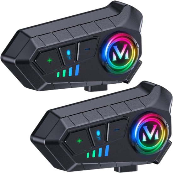 Motorhelm Headset - Intercom - Bluetooth - Oplaadbaar - Zwart - 2 stuks