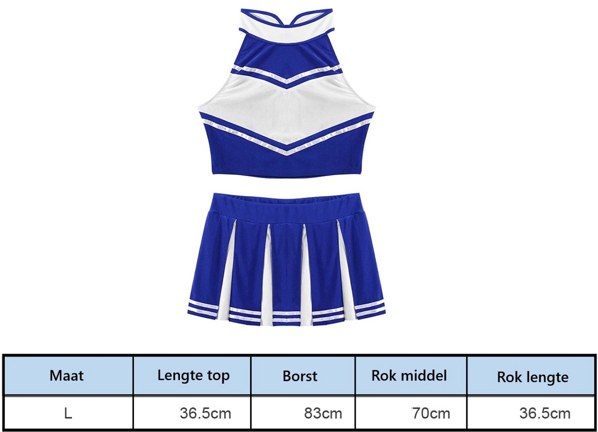 Cheerleader kostuum - 2-delig - blauw / wit - sexy verkleedkleding - erotisch verkleden - cosplay - volwassen kostuum - carnaval - themafeest - rollenspel